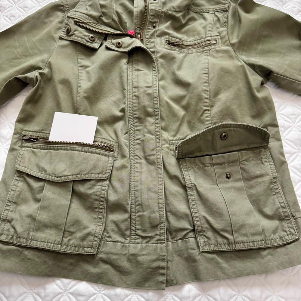 GAP Utility Full Zipper Cotton Jacket Army Olive Green with Pockets Size S - Picture 9 of 16
